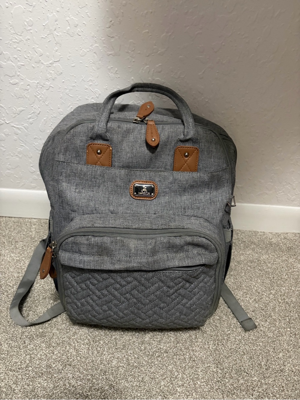 Dikaslon Diaper Bag with Brown Trim